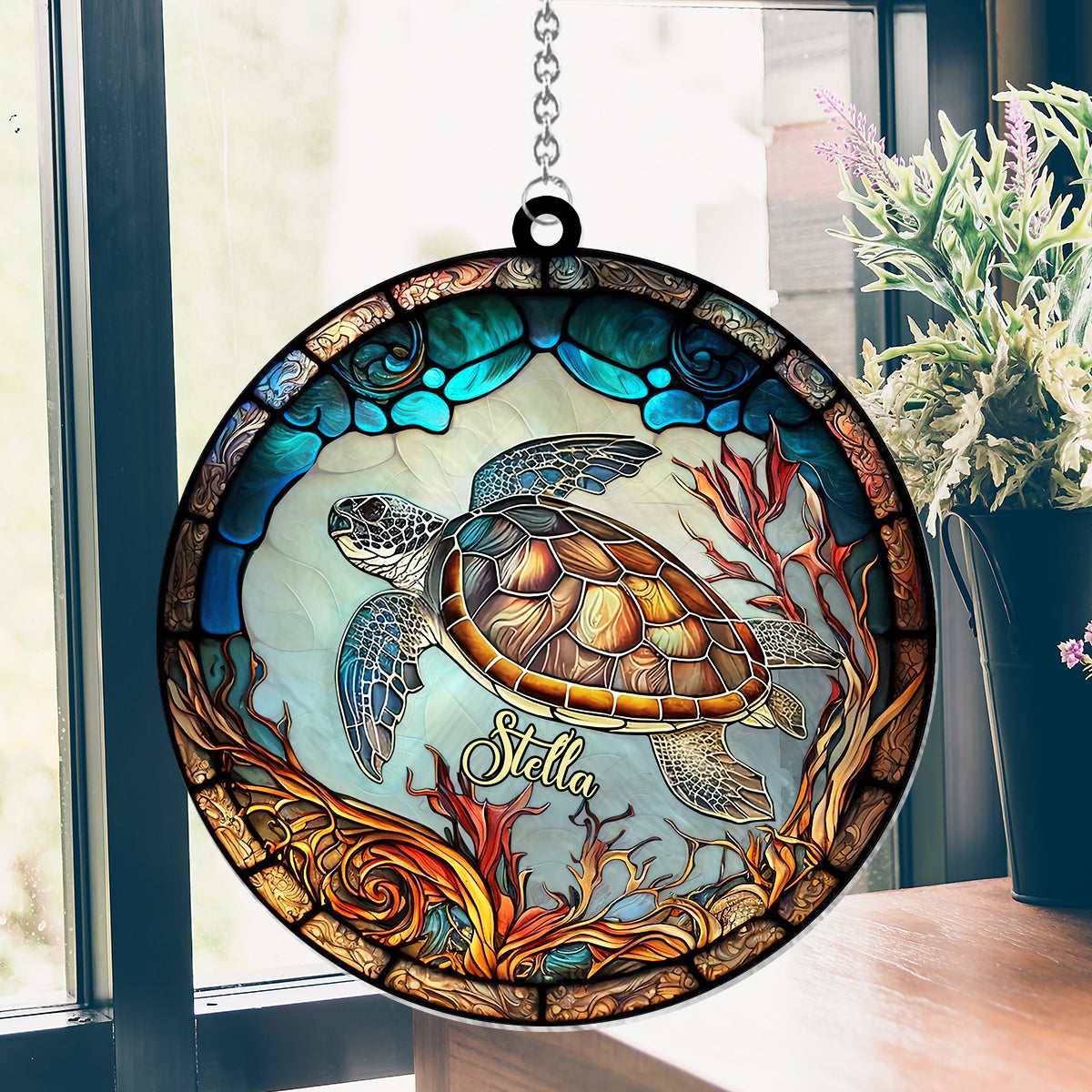 Love Turtles - Personalized Turtle Window Hanging Suncatcher Ornament