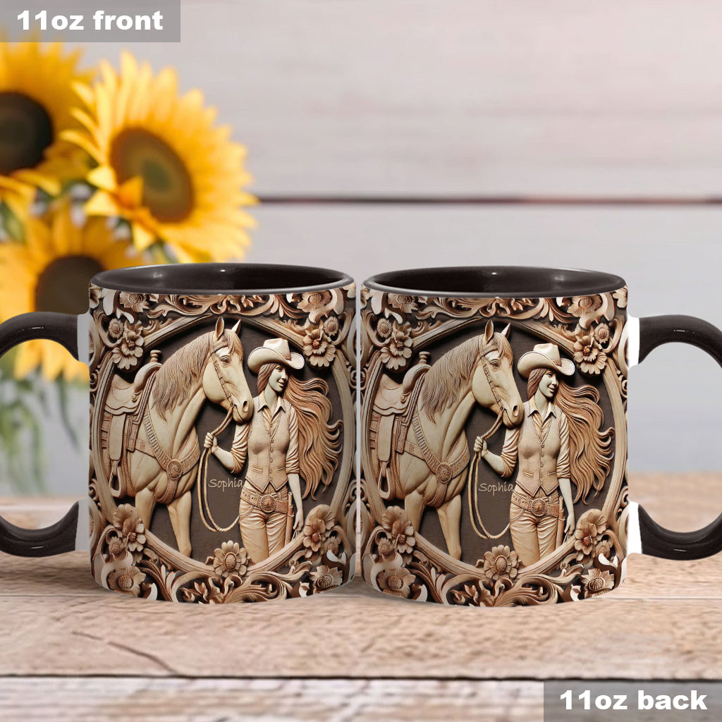 A Girl And Her Horse - Personalized Horse Accent Mug