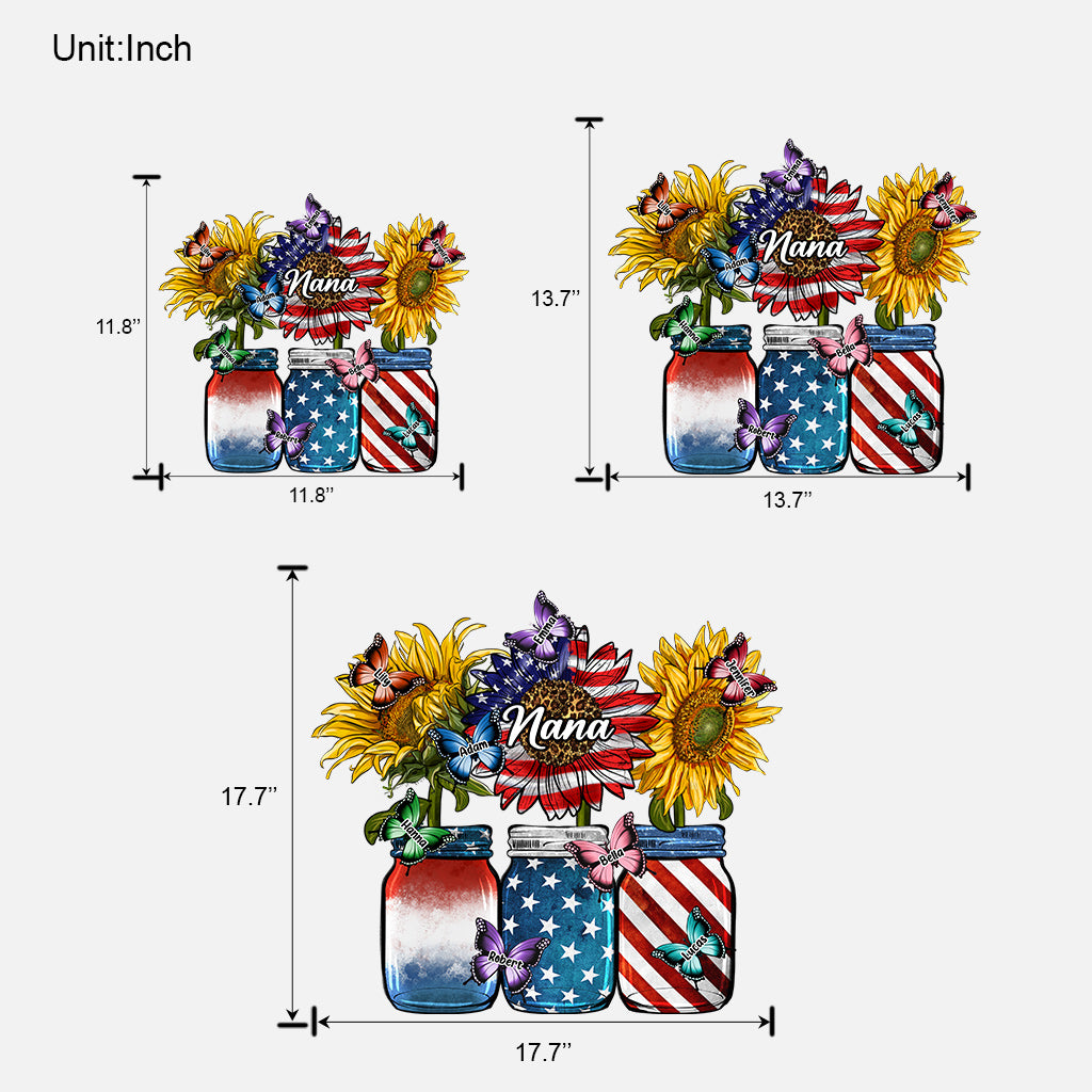 Red White Blue American Nana Mama Any Title - Personalized Grandma Custom Shaped Wood Sign