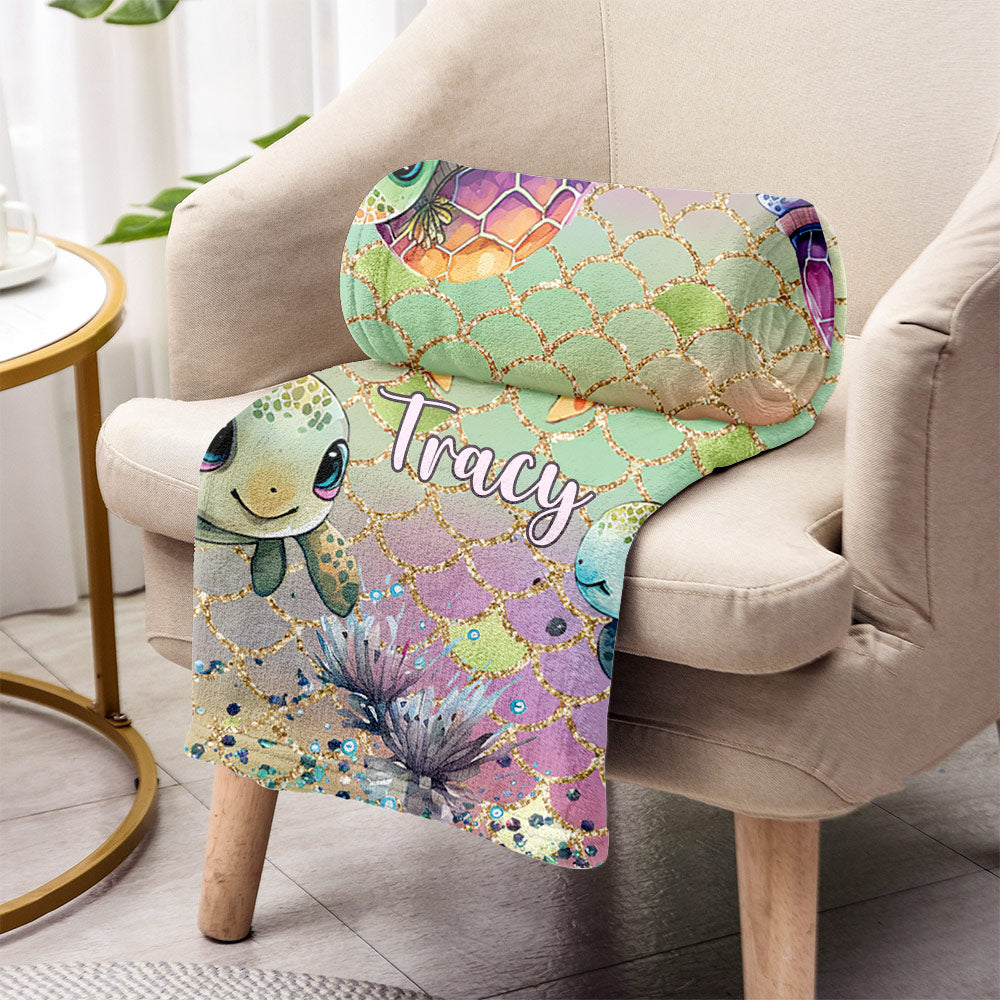 Cute Turtles - Personalized Turtle Blanket
