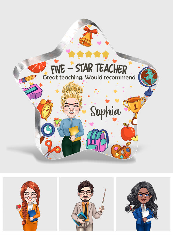 Professeur cinq étoiles - Plaque acrylique personnalisée pour enseignant