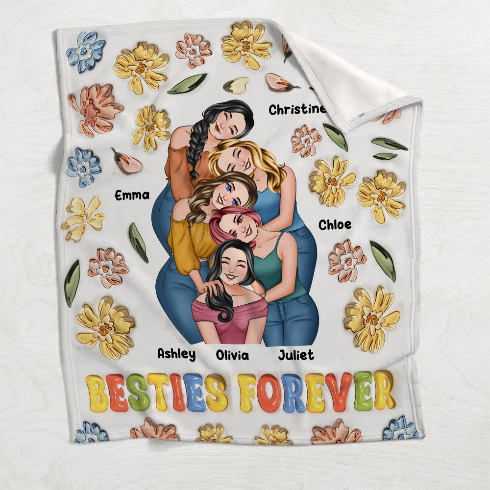 Besties Forever Floral Style - Personalized Bestie Blanket