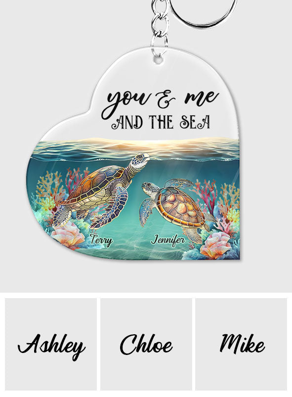 You & Me And The Sea - Personalized Turtle Keychain