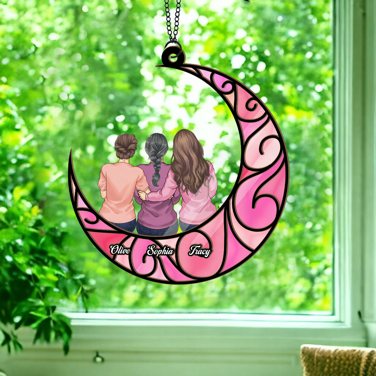 Besties Forever - Personalized Bestie 2 Layered Window Hanging Suncatcher