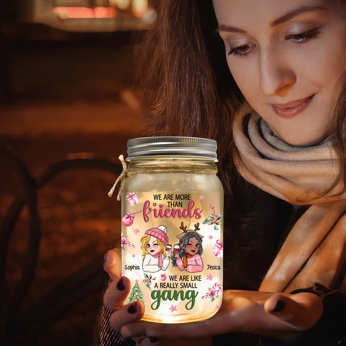 We Are More Than Friends We Are Like A Really Small Gang - Personalized Bestie Mason Jar Light