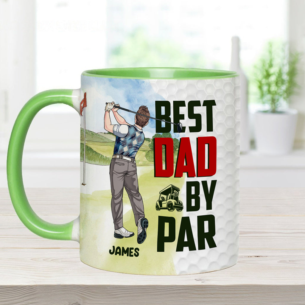 Best Dad by Par - Personalized Golf Accent Mug