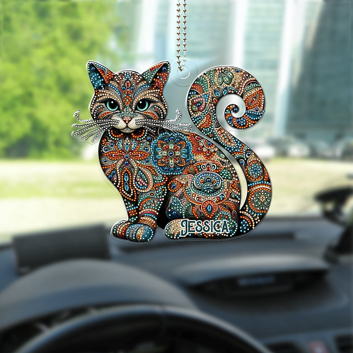Beautiful Cat - Personalized Cat Custom Shaped Car Ornament