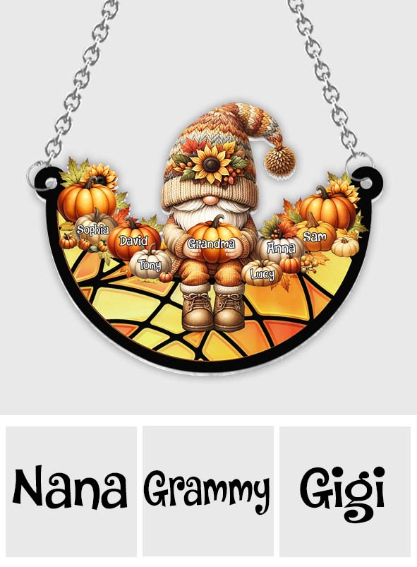 Grandma Life Fall Vibes - Personalized Grandma Window Hanging Suncatcher Ornament