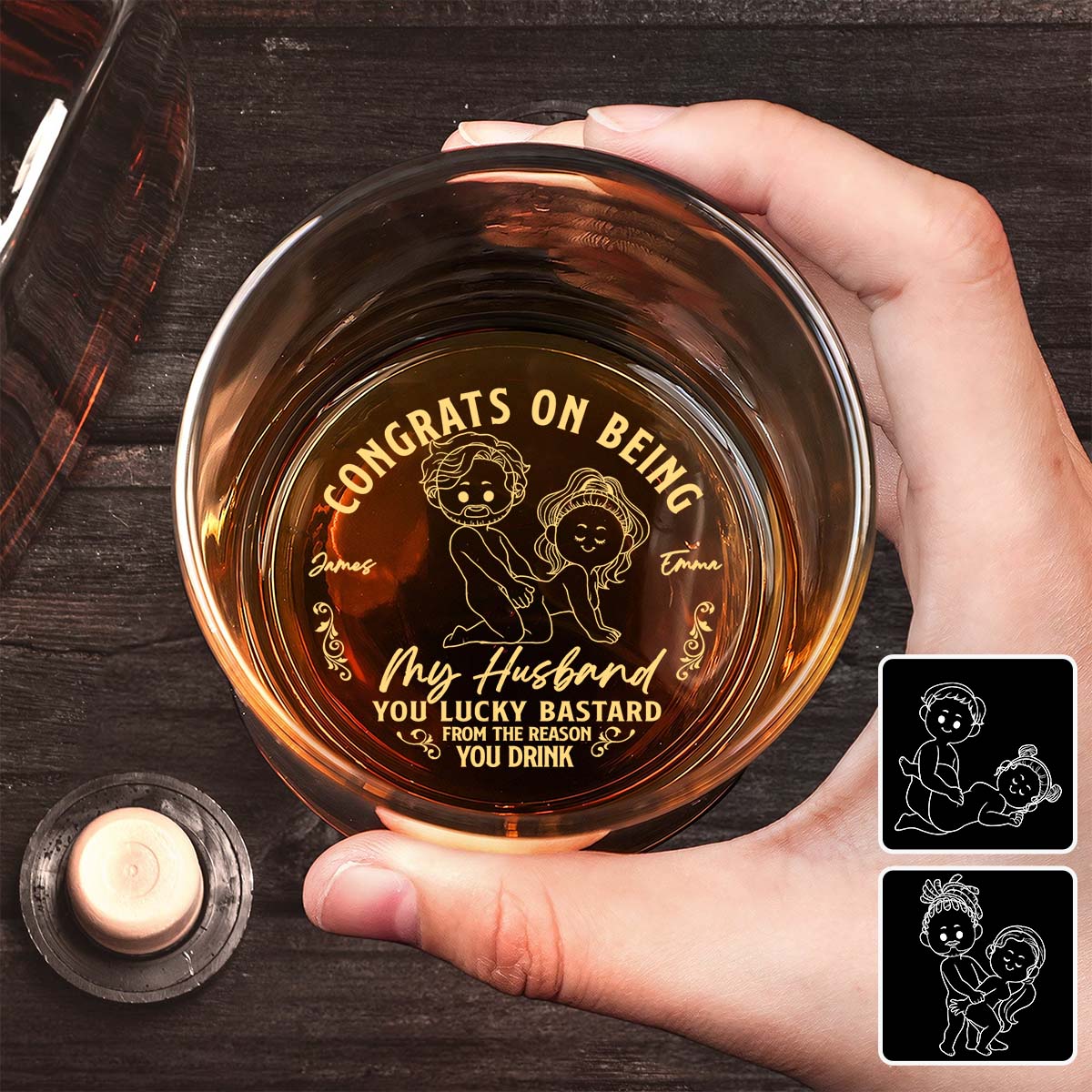 Congrats On Being My Husband Boyfriend - Personalized Couple Engraved Whiskey Glass