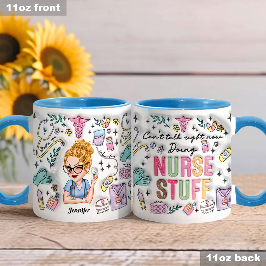 Doing Nurse Stuff - Personalized Nurse Accent Mug