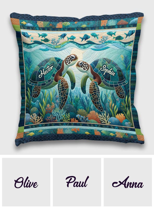 You & Me And The Sea - Personalized Turtle Throw Pillow