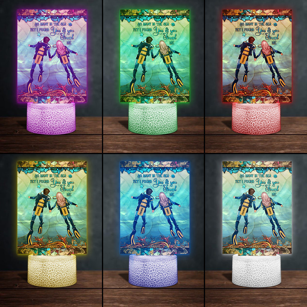 You & Me And The Sea - Personalized Scuba Diving Shaped Plaque Light Base