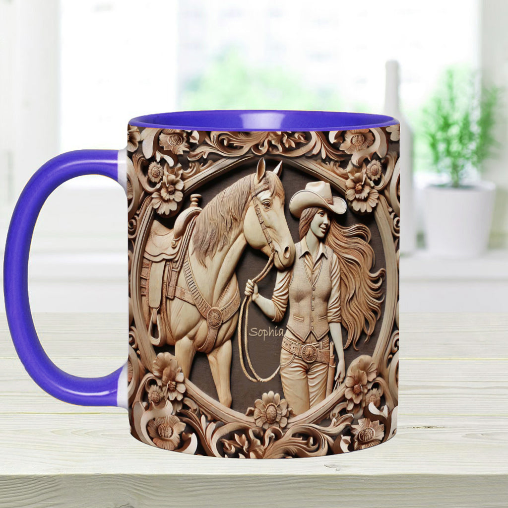 A Girl And Her Horse - Personalized Horse Accent Mug