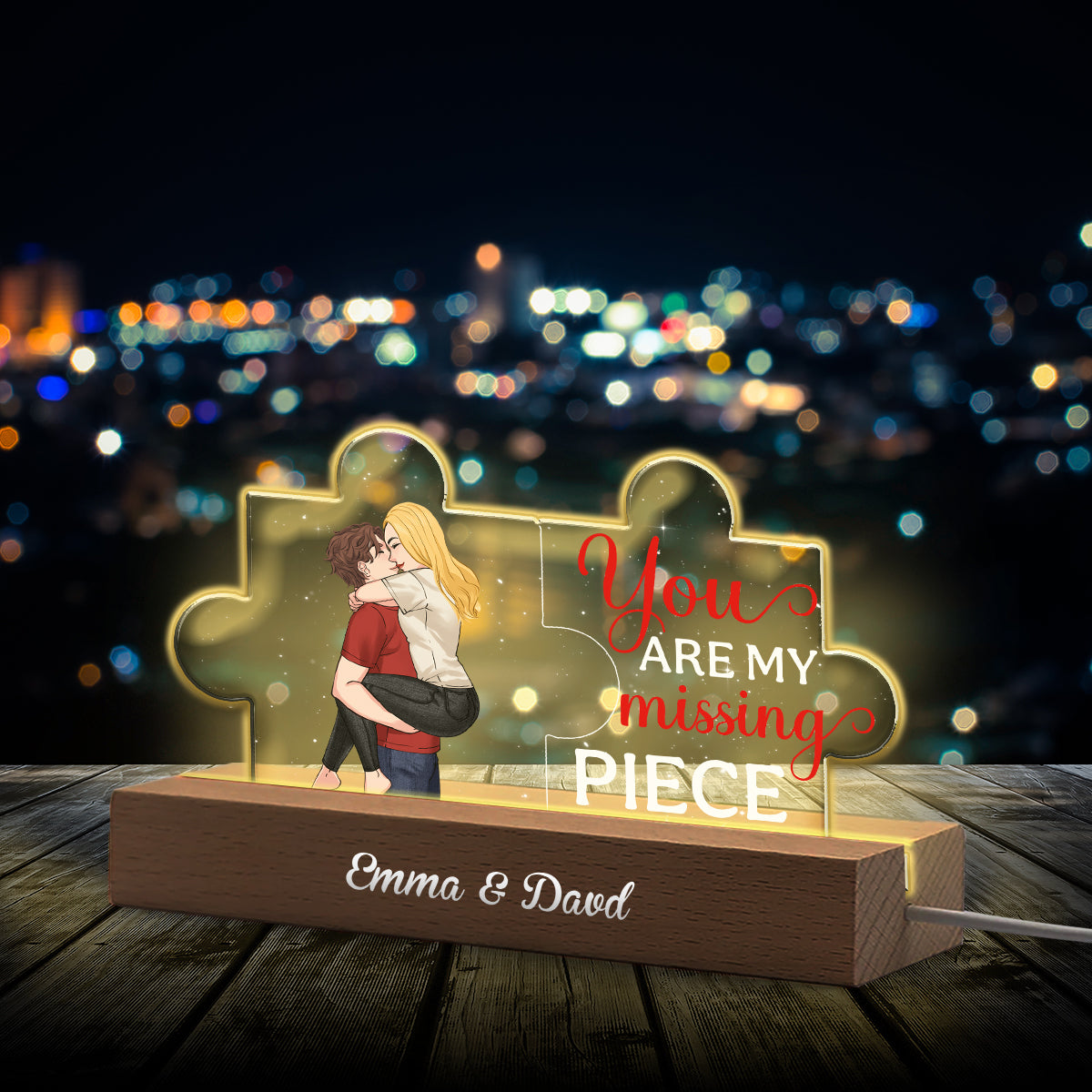 You Are My Missing Piece - Personalized Couple Shaped Led Night Light