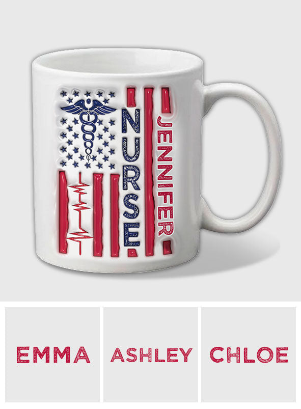 Nurse Patriotic 4th July - Personalized Nurse Mug