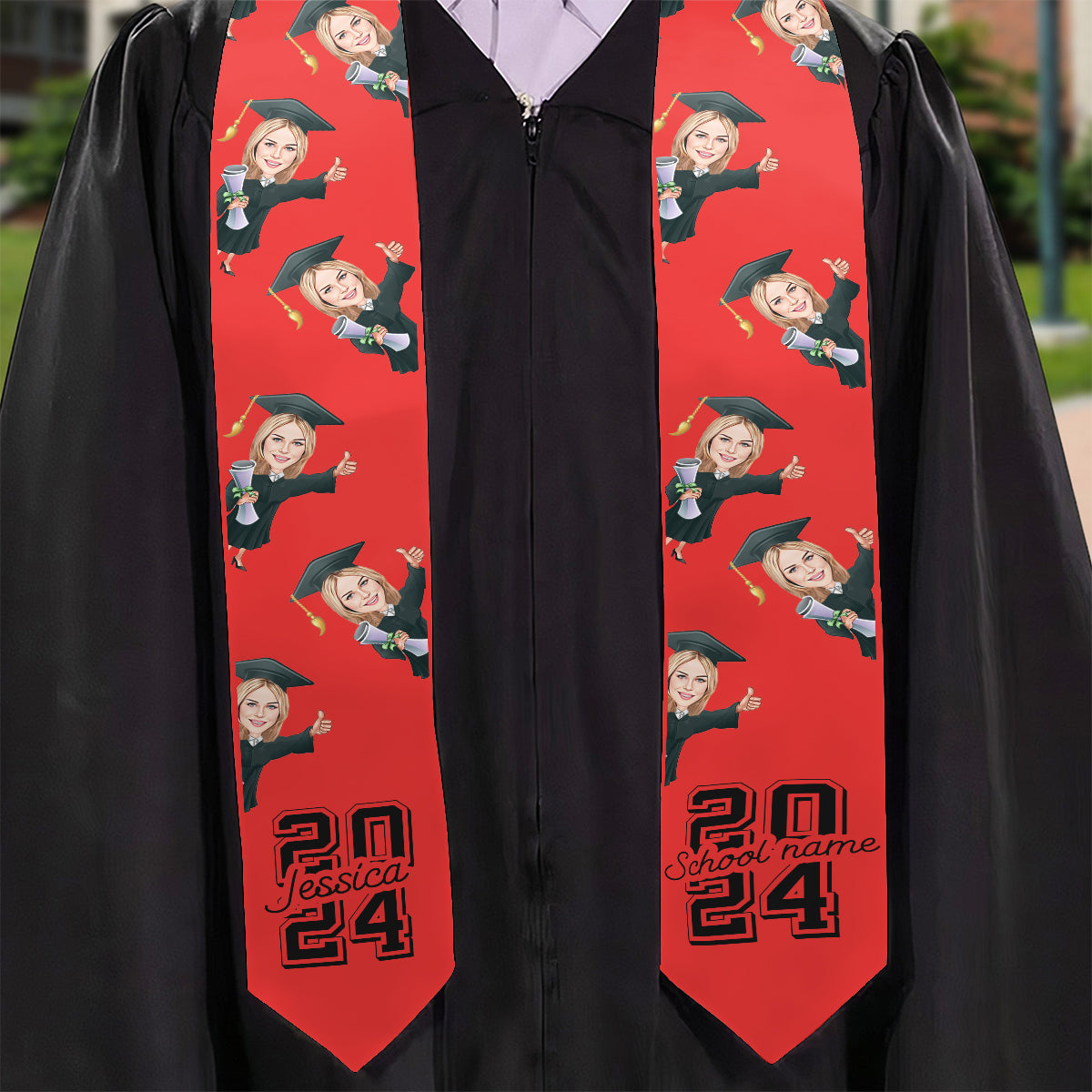Caricature Funny Character - Personalized Graduation Graduation Stole