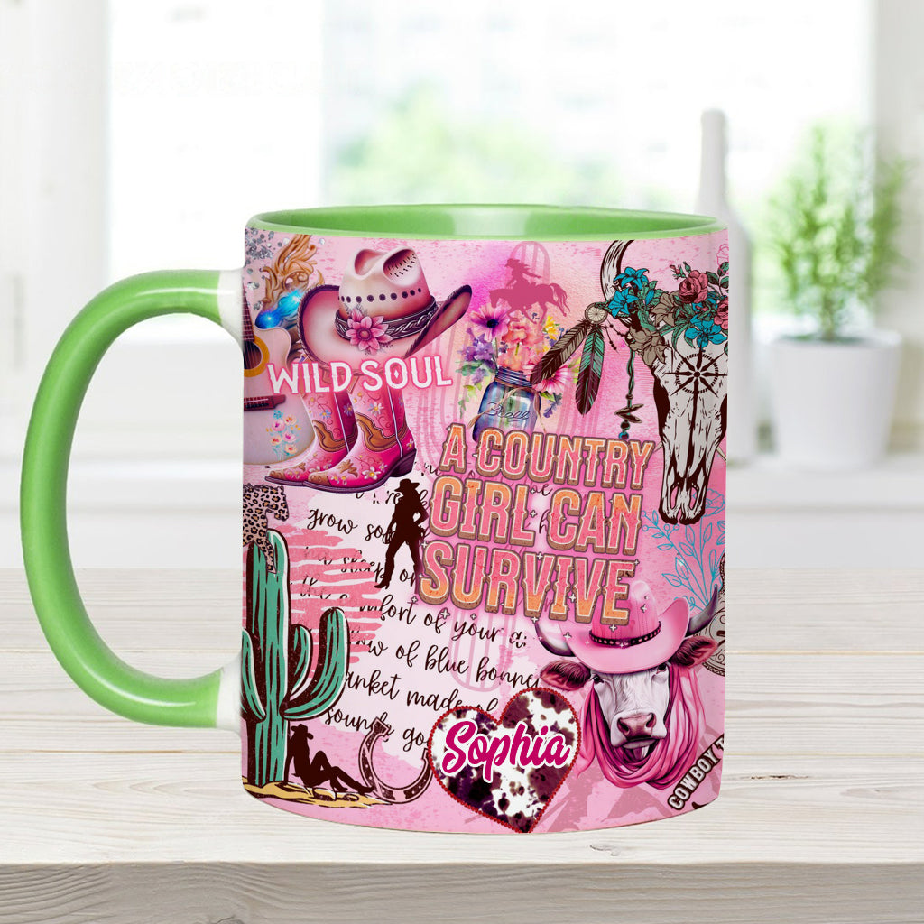 A Country Girl Can Survive - Personalized Country Girl Accent Mug