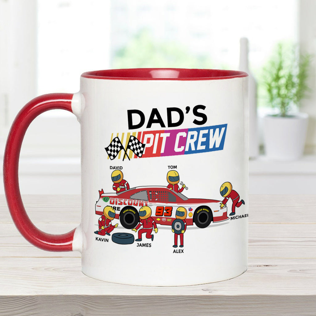 Dad's Pit Crew - Personalized Racing Accent Mug