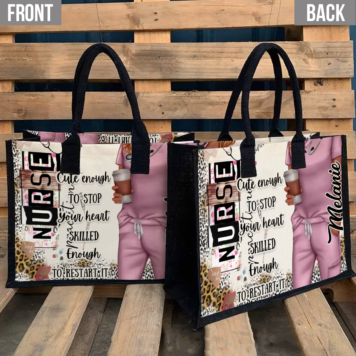 Funny Nurse Leopard Gift For Nurse, CNA, CMA, Doctor - Personalized Nurse Canvas Tote Bag