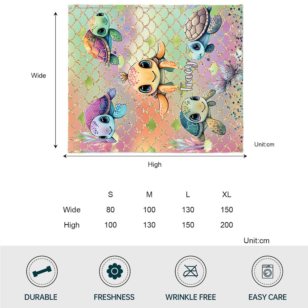 Cute Turtles - Personalized Turtle Blanket