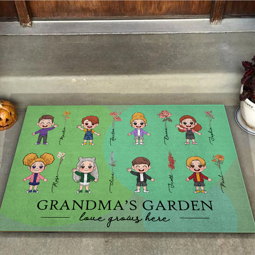 El Amor Crece Aquí Abuela's Garden Grandma Nana - Personalized Grandma Doormat