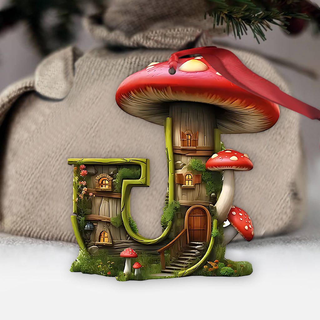 Mushroom Letter Ornament - Personalized Mushroom Ornament