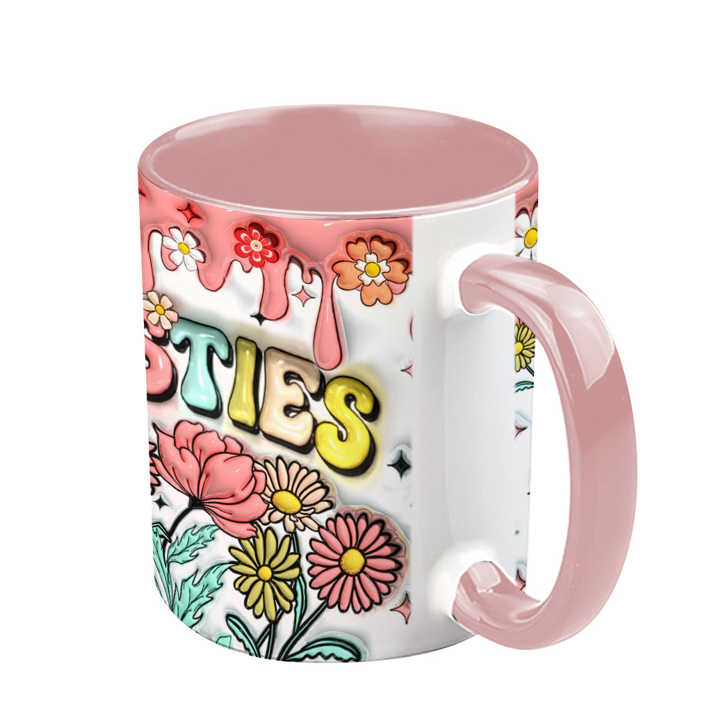 Besties Forever Floral - Personalized Bestie Accent Mug