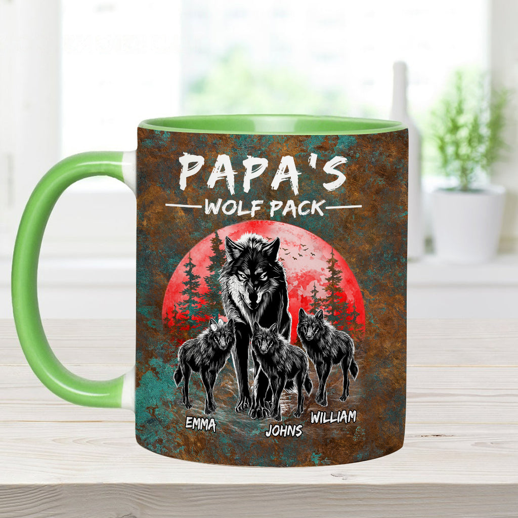 Grandpa's Wolf Pack - Personalized Father Accent Mug