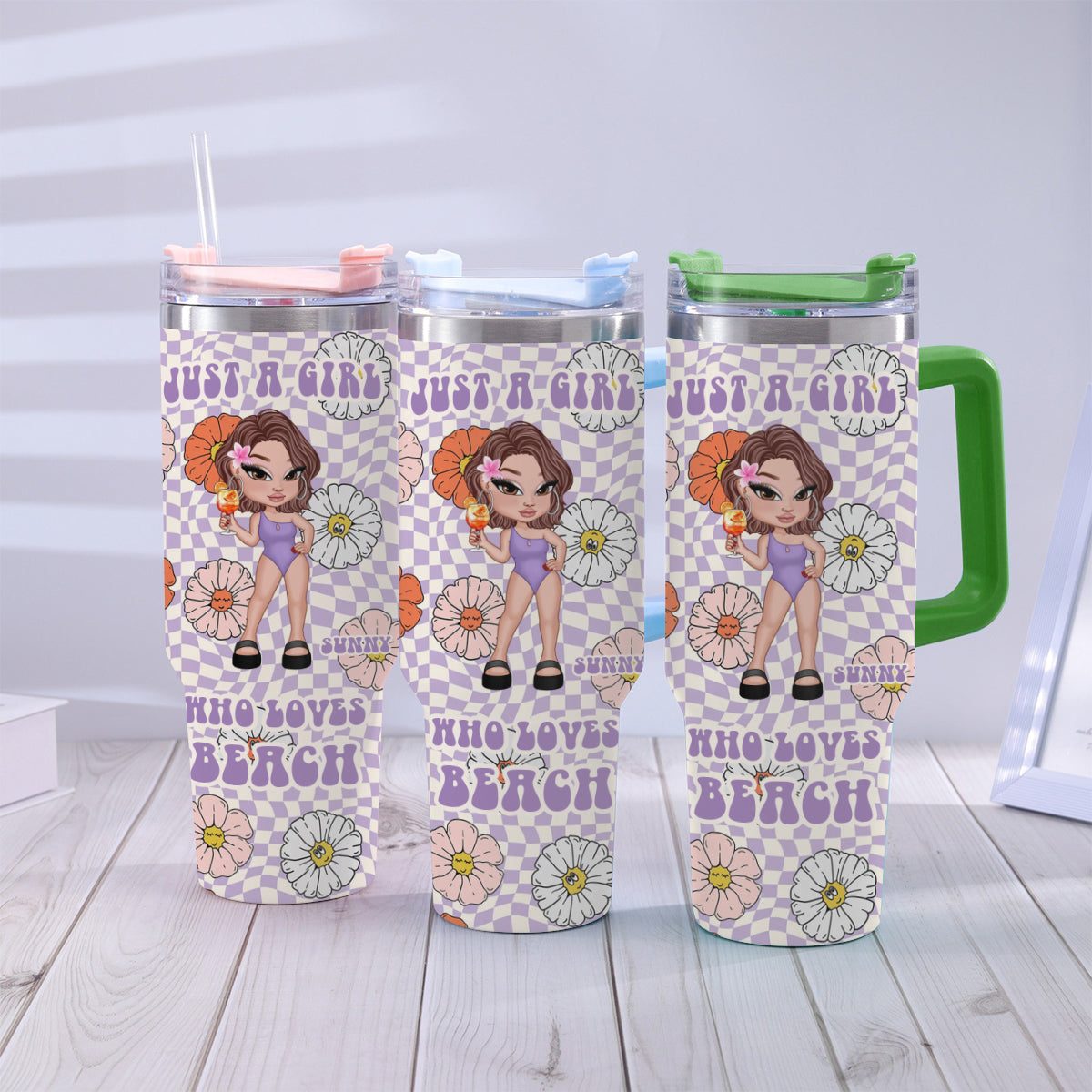 Feral Girl Summer - Personalized Sea Lover Tumbler With Handle