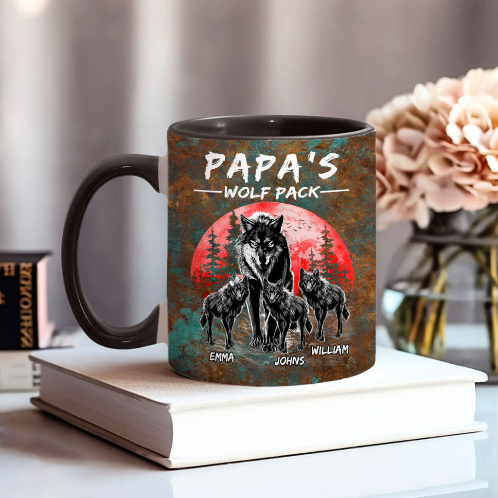 Grandpa's Wolf Pack - Personalized Father Accent Mug