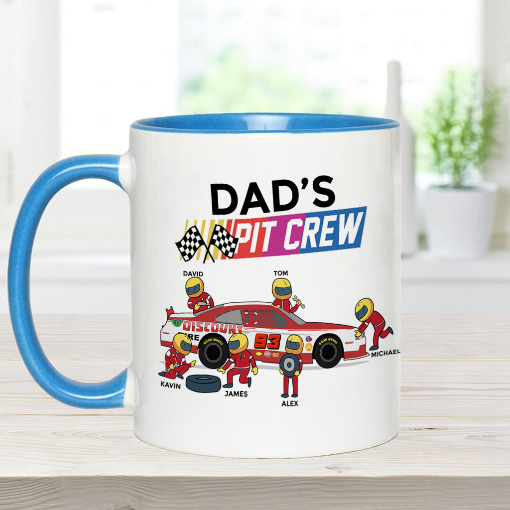 Dad's Pit Crew - Personalized Racing Accent Mug
