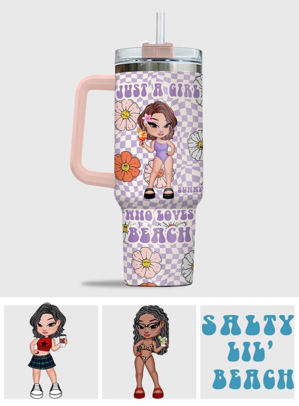 Feral Girl Summer - Personalized Sea Lover Tumbler With Handle
