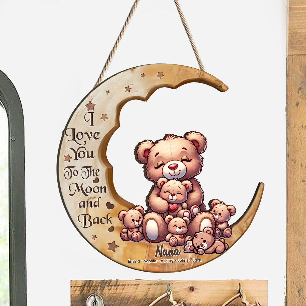 I Love You To The Moon - Personalized Grandma Custom Shaped Wood Sign