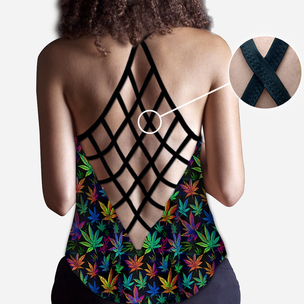 It's 420 somewhere Colorful Marijuana - Personalized Weed Cross Tank Top