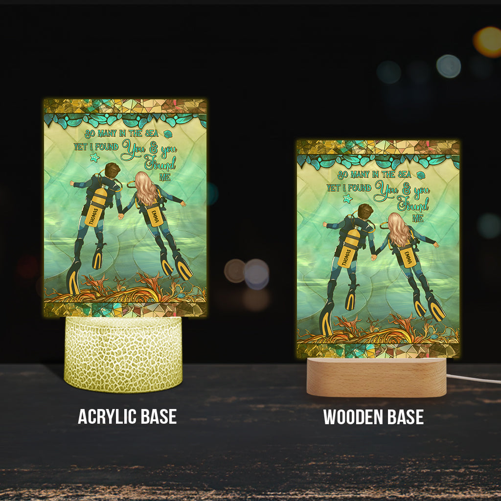 You & Me And The Sea - Personalized Scuba Diving Shaped Plaque Light Base