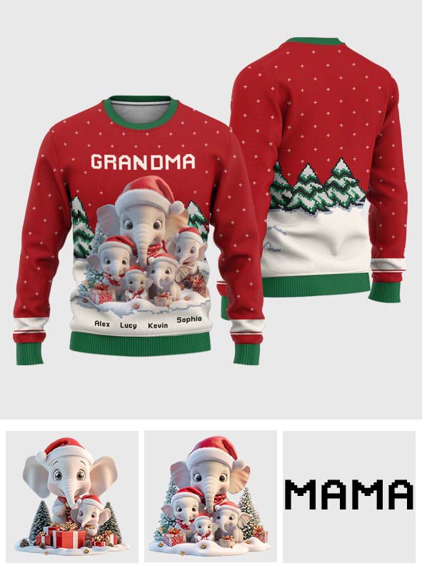 Beliebiger Titel: Niedlicher Elefant – Personalisierter Oma-Pullover