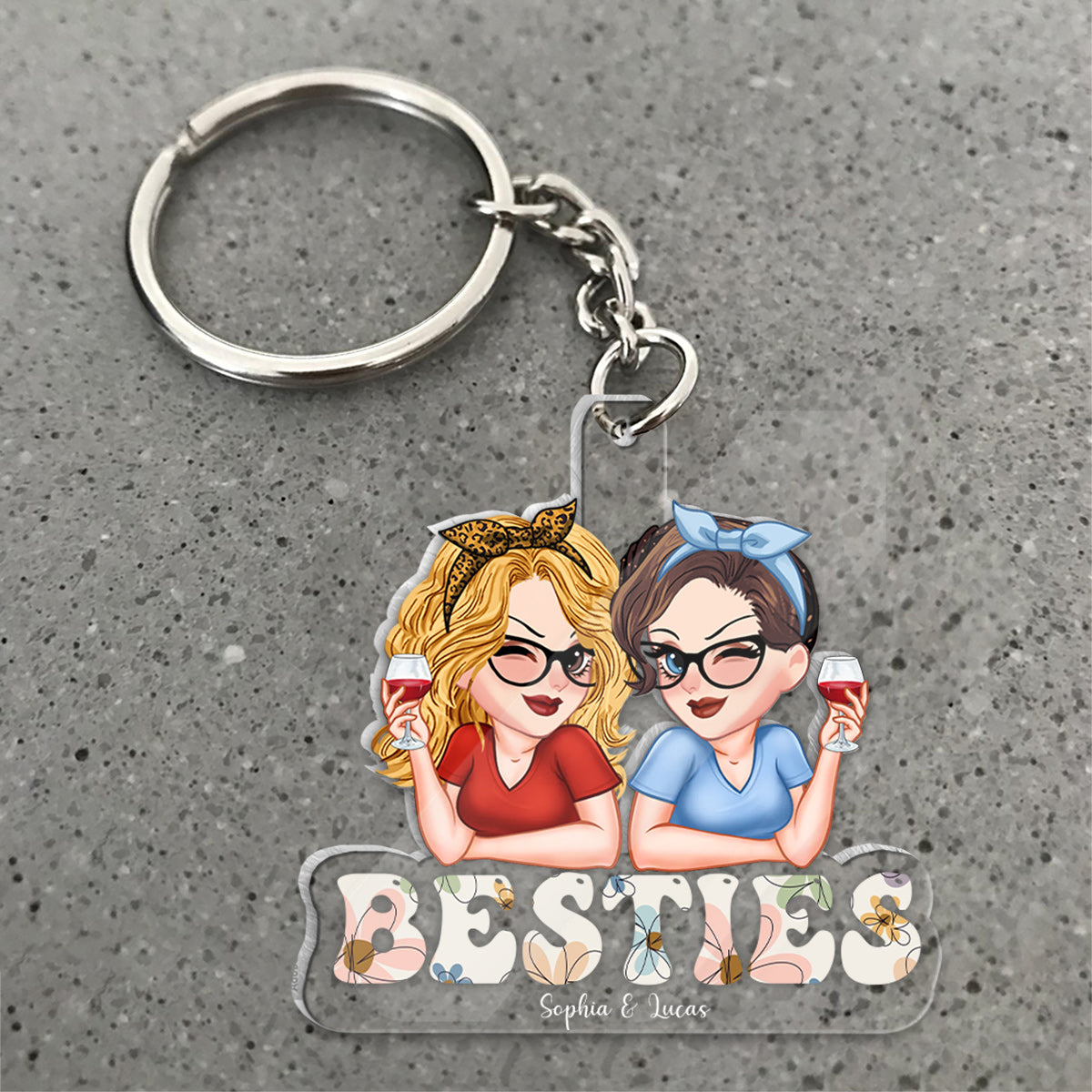 Besties Forever - Personalized Bestie Custom Shaped Keychain