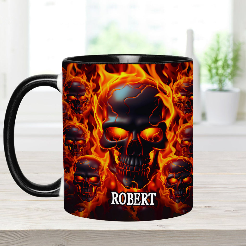 Melted Skull On Fire - Personalized Skull Accent Mug
