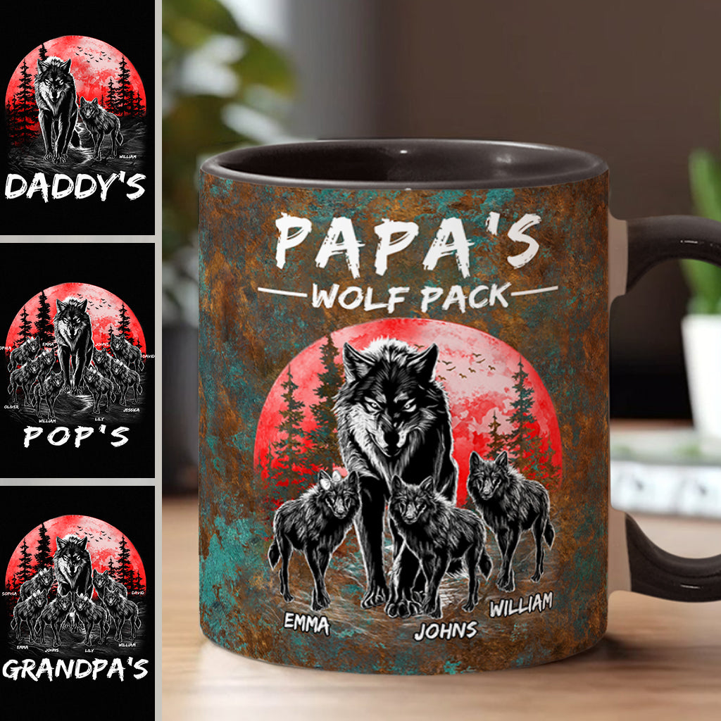 Grandpa's Wolf Pack - Personalized Father Accent Mug