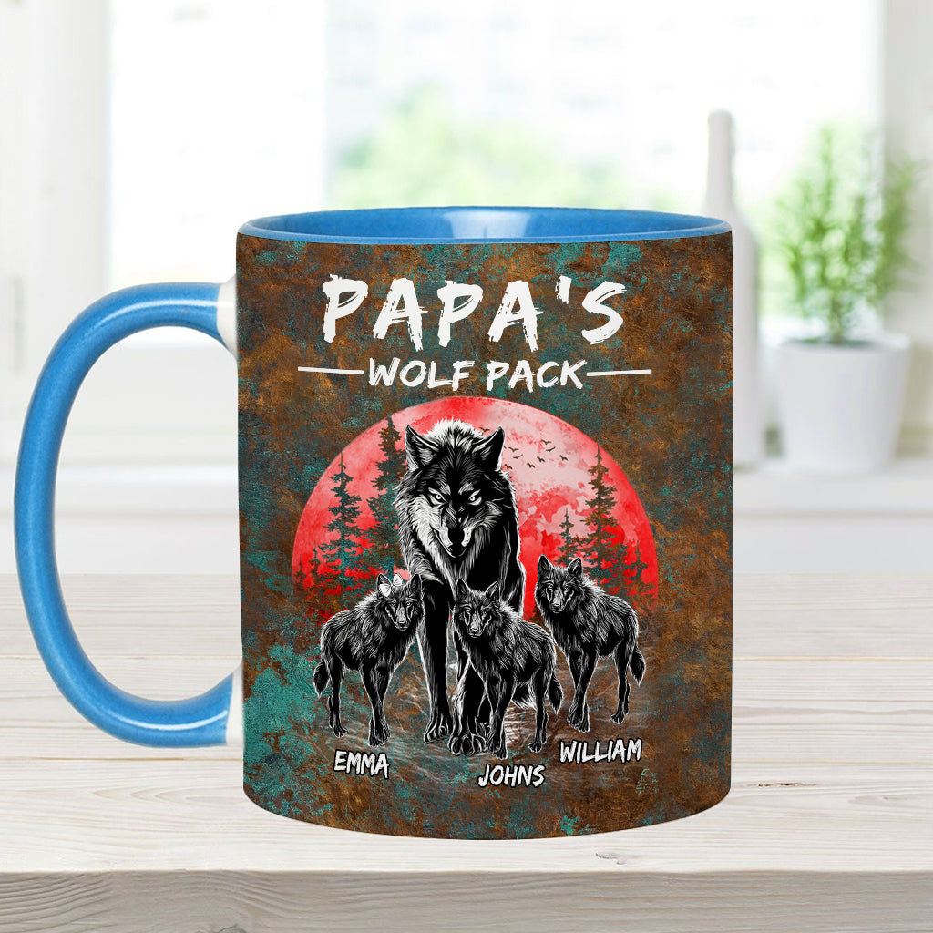 Grandpa's Wolf Pack - Personalized Father Accent Mug