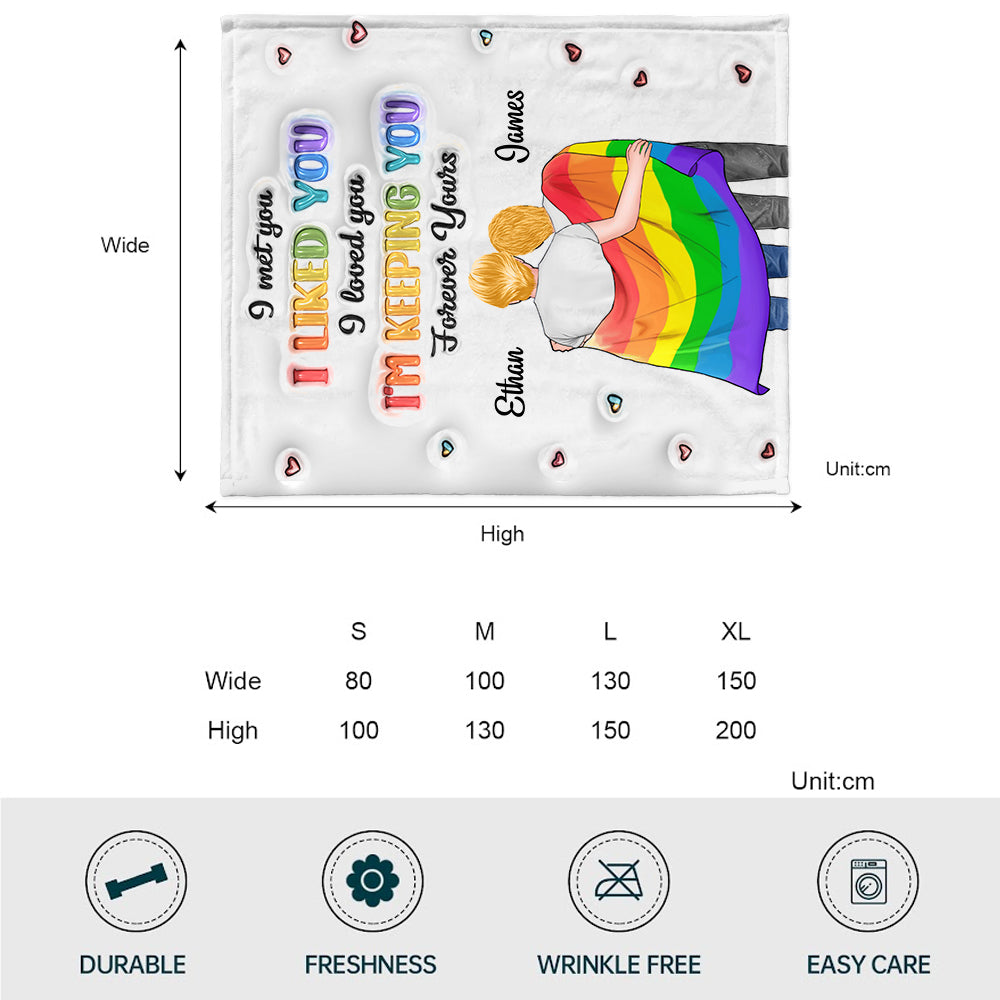 I Met You, I Liked You, I Loved You, I'm Keeping You - Personalized LGBT Support Blanket