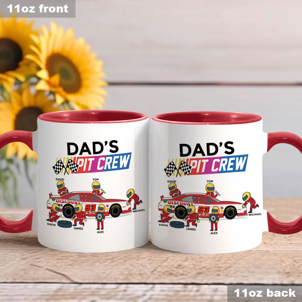 Dad's Pit Crew - Personalized Racing Accent Mug