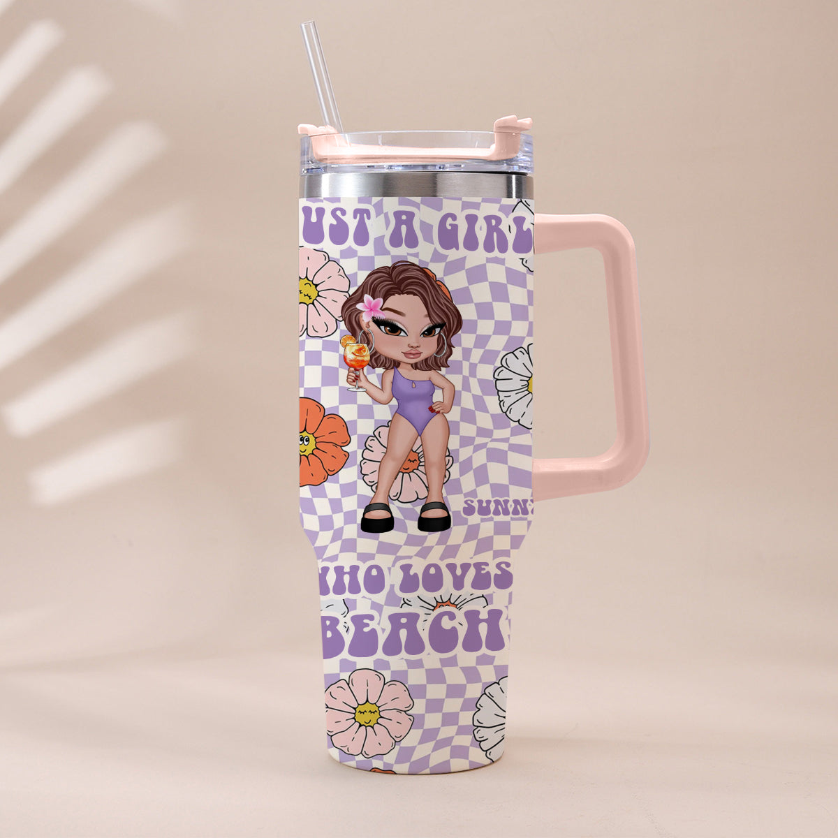 Feral Girl Summer - Personalized Sea Lover Tumbler With Handle