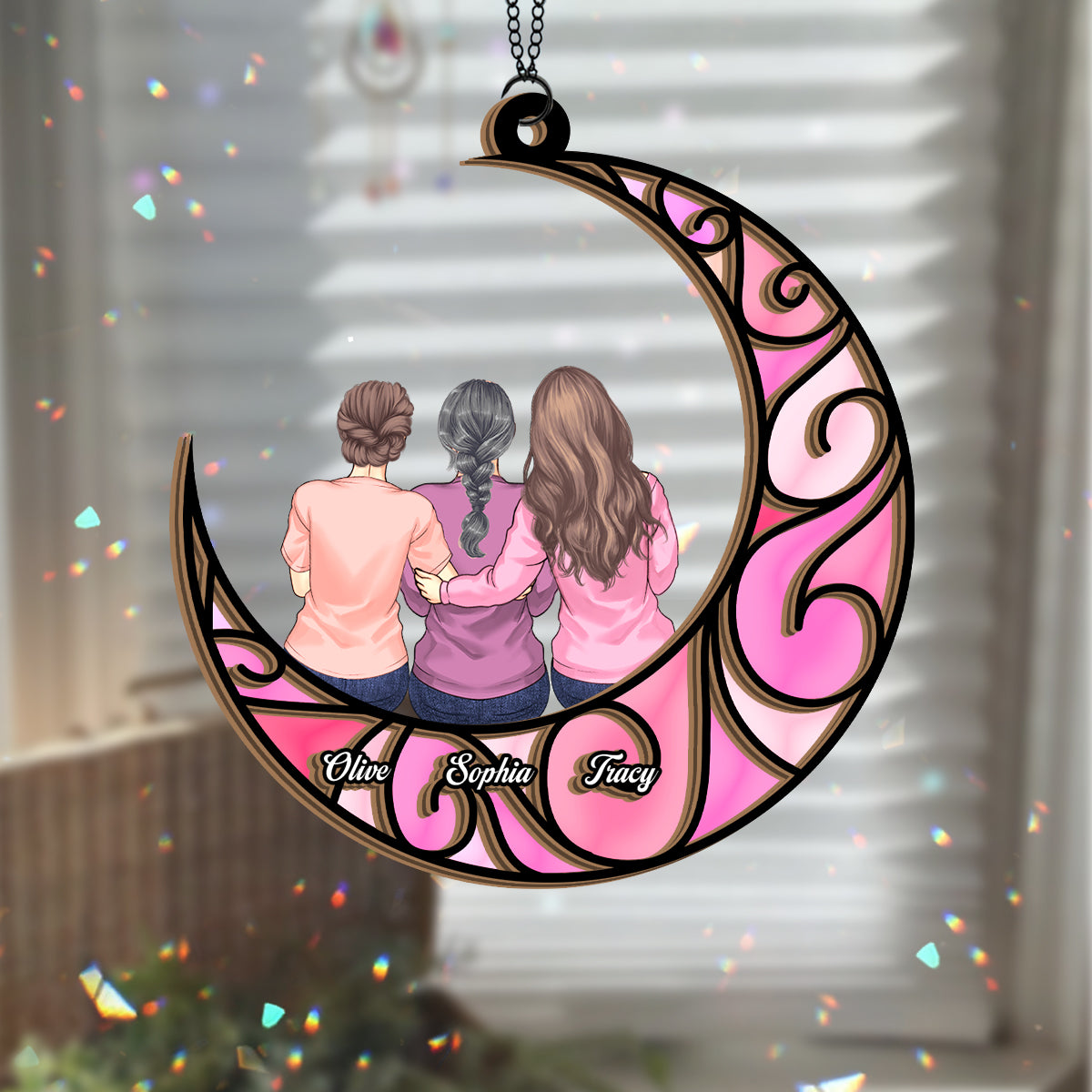 Besties Forever - Personalized Bestie 2 Layered Window Hanging Suncatcher
