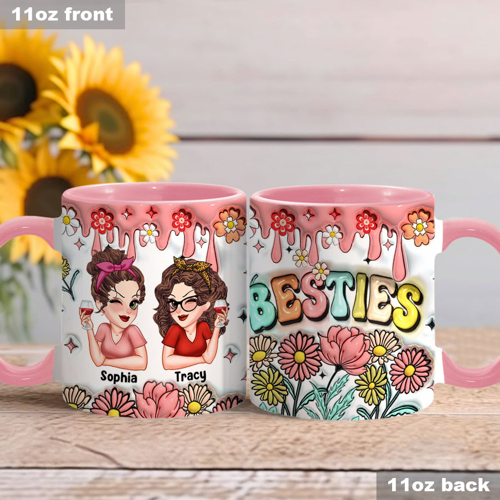Besties Forever Floral - Personalized Bestie Accent Mug