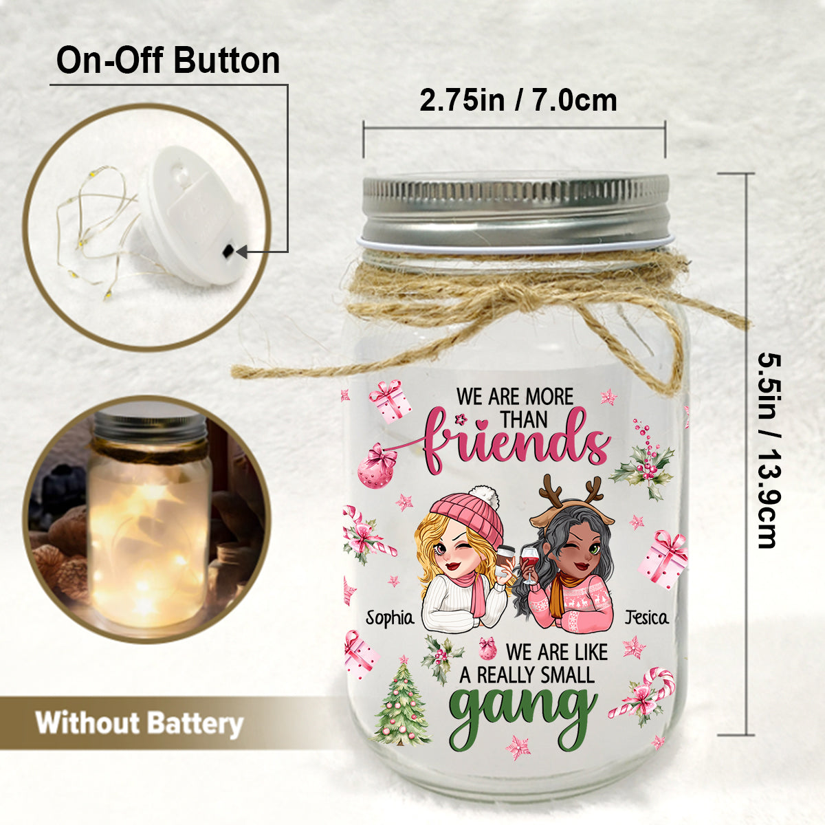 We Are More Than Friends We Are Like A Really Small Gang - Personalized Bestie Mason Jar Light