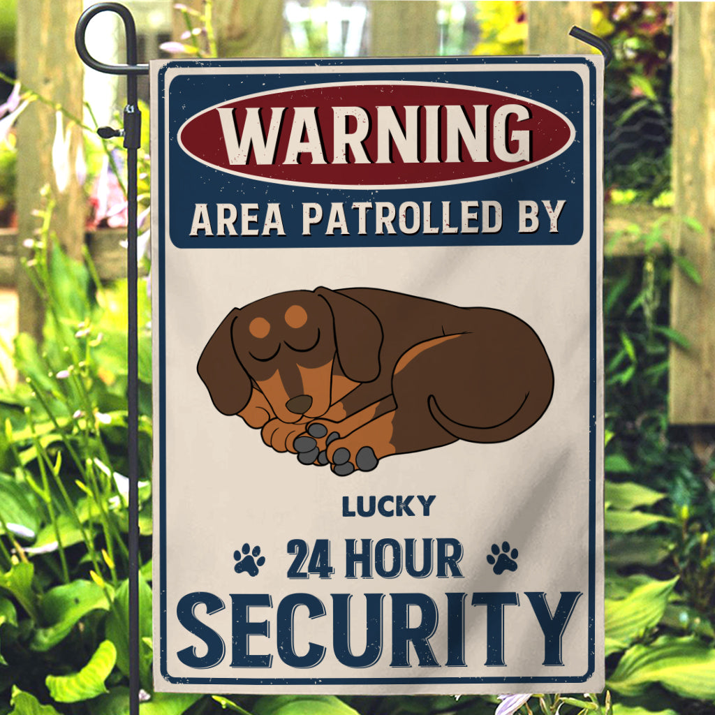 24 Hour Security - Personalized Dog Garden Flag