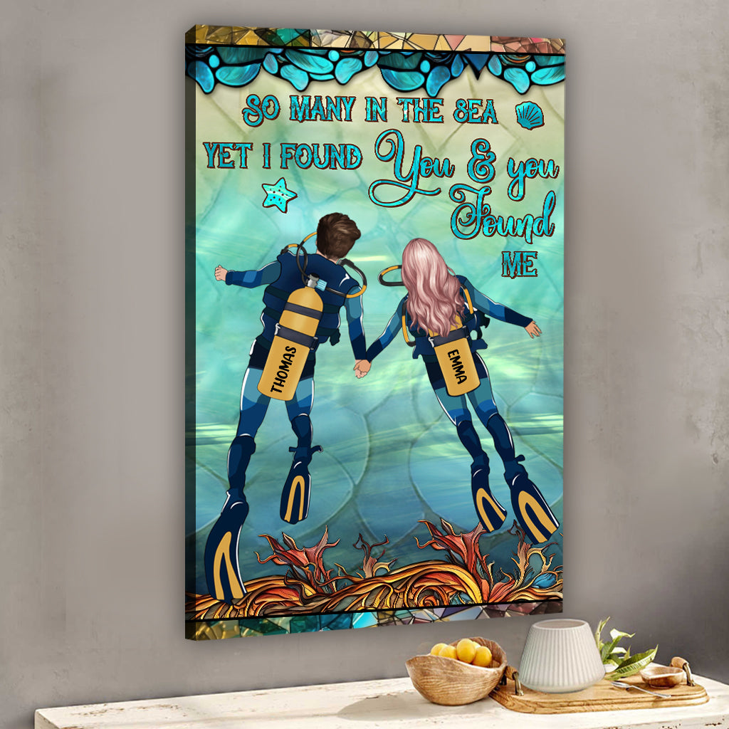 You & Me And The Sea - Personalized Scuba Diving Canvas And Poster