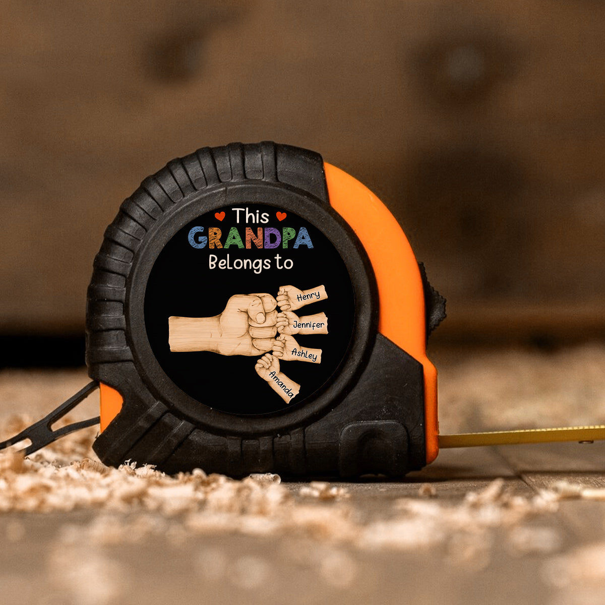 This Dad / Grandpa Belongs To Fist Bump - Personalized Father Measure Tape