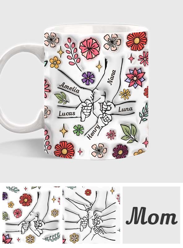 Spring Flower Holding Hands Nana Mom - Personalized Grandma Mug